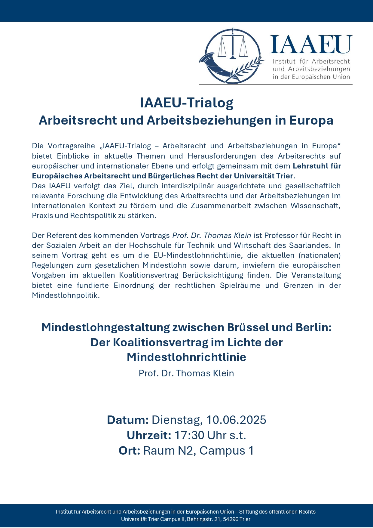 Vortragsreihe Juni 2025